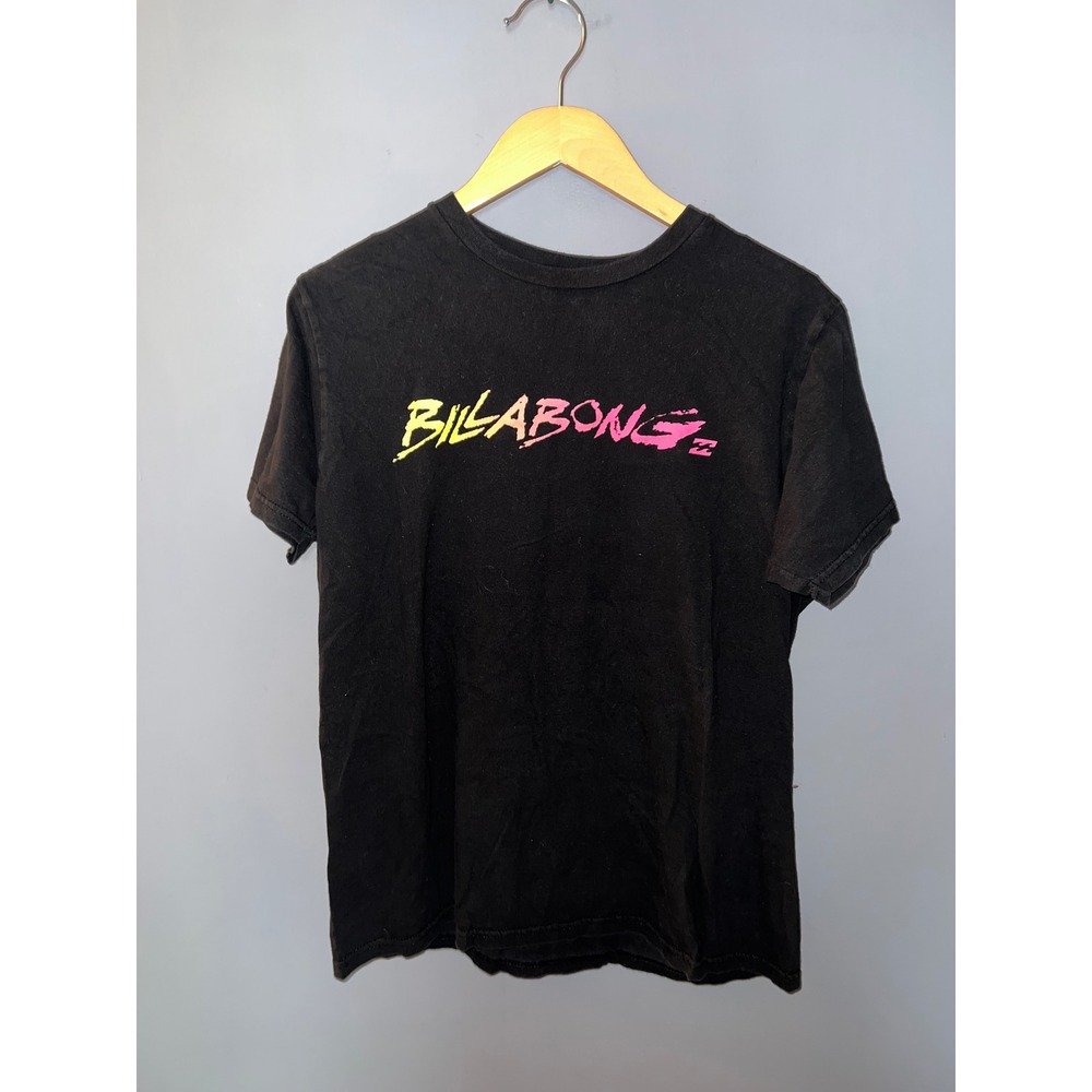 Billabong Medium Black Neon Gradient Logo Graphic T-Shirt Short Sleeve Cotton